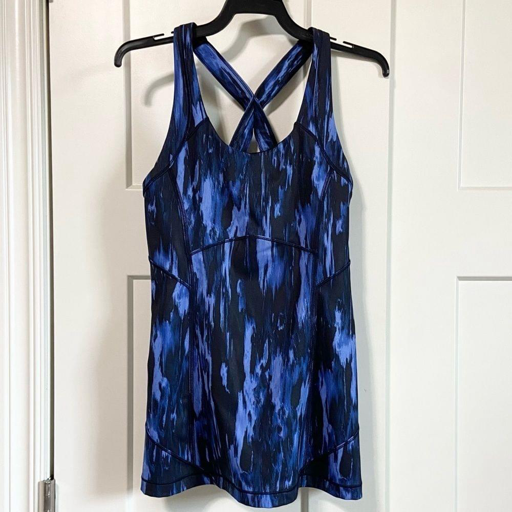 Lululemon Kanto Catch Me Tank blue black painted animal sprinkler black size 2